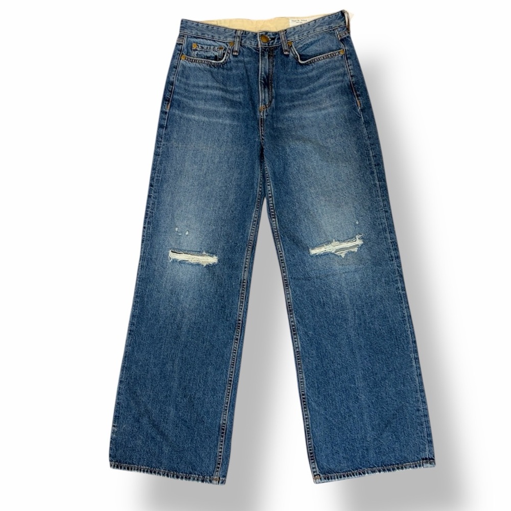 Rag & Bone Logan Wide Leg Jeans Huntley Distressed 28